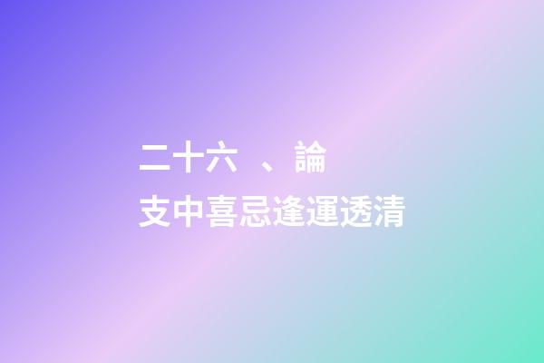 二十六、論支中喜忌逢運透清